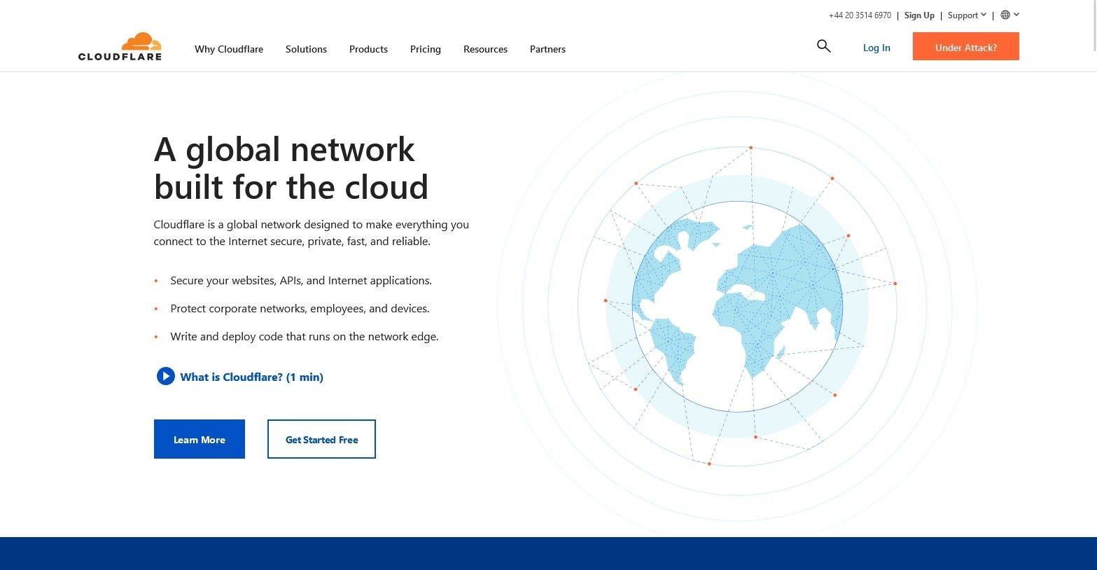 Screenshot of Cloudflare's site