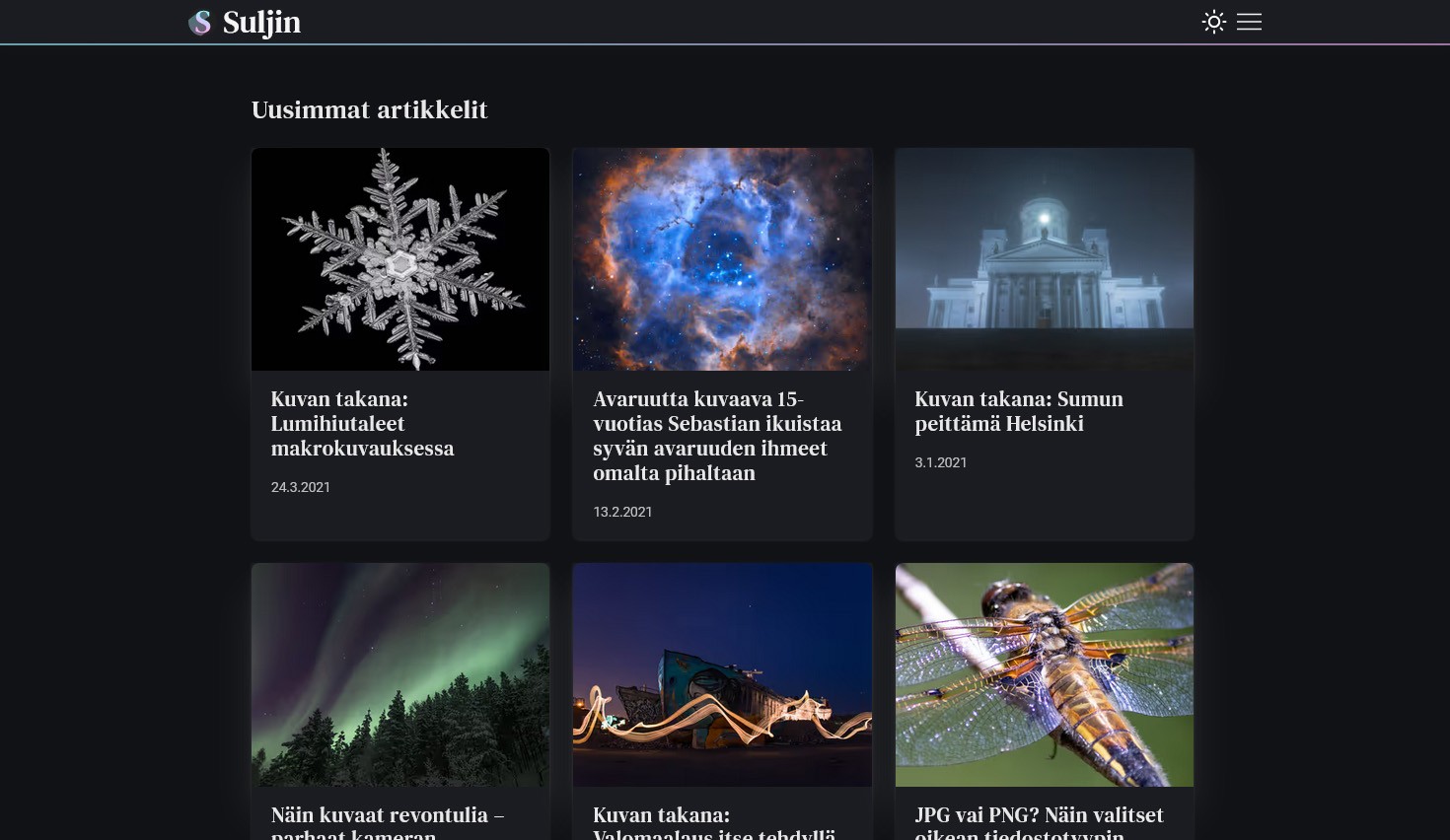 Screenshot of Suljin.fi website