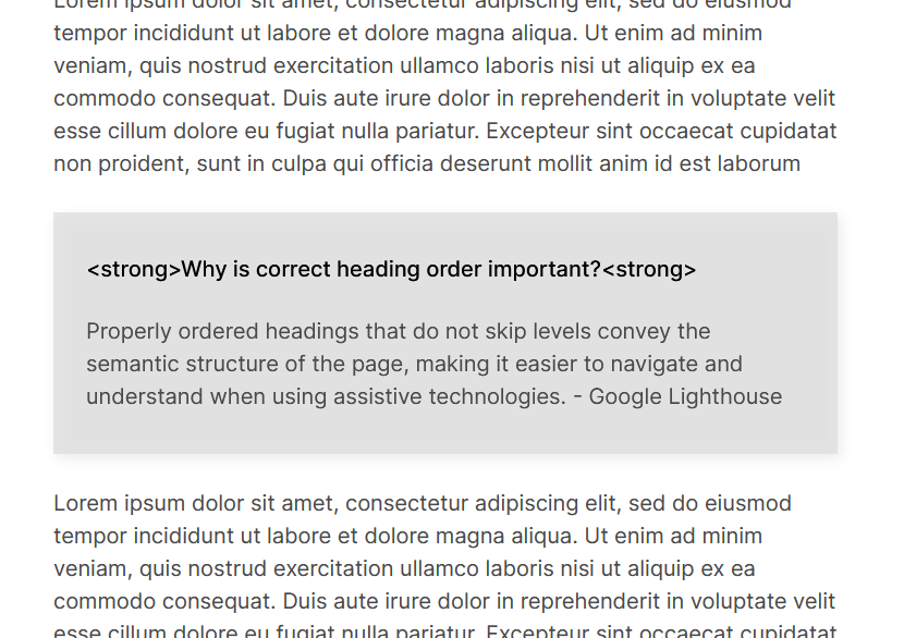 Article using the strong element for a note in the middle of an article